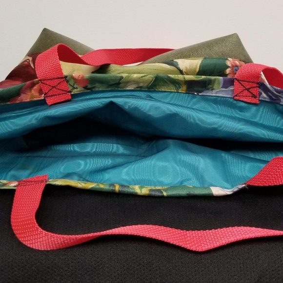 Handmade Green Floral Tote Bag - Picture 6 of 6